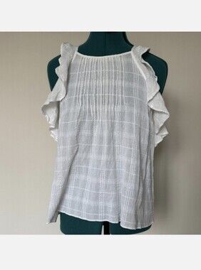 3/20💫Universal Thread | 100% Cotton Ruffle Sleeveless Top in White Gauze | S